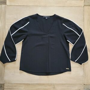 MARC New York Long Sleeve Black with white stripe Blouse Oversized Medium